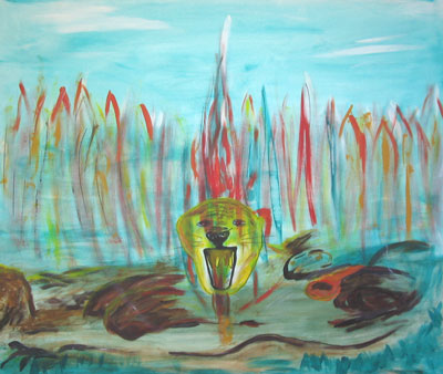 'Didge im Busch' Acryl auf Leinwand 90x70cm 2007 Atelier Zimmermann in Privatbesitz